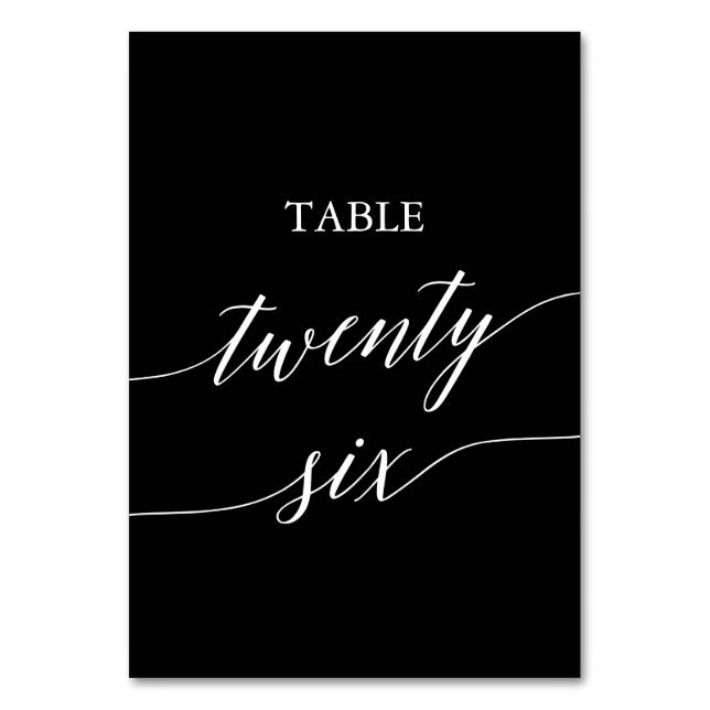 Tarjeta De Mesa Elegante blanco sobre mesa negra veintiséis (Anverso)