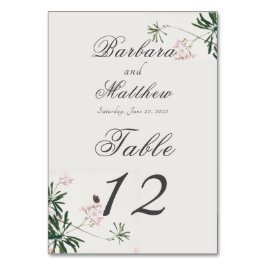 Tarjeta De Mesa Elegante Blossom Botánico Rosa con Mariposa
