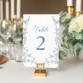 Tarjeta De Mesa Elegante Blue Floral Bridal Shower Flat