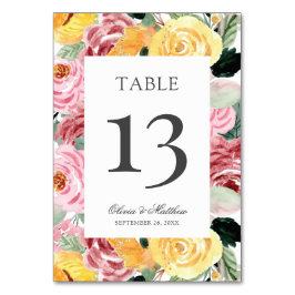 Tarjeta De Mesa Elegante Boda acuarela floral