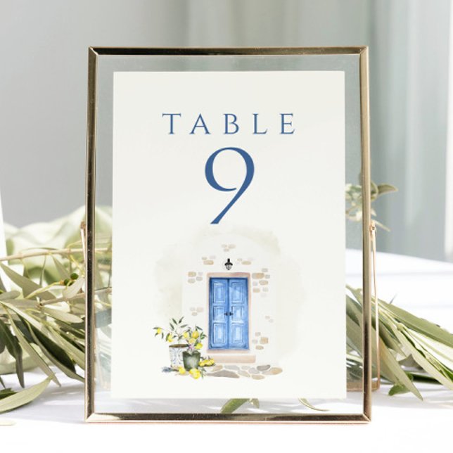 Tarjeta De Mesa Elegante Boda Acuarela Mediterránea (Subido por el creador)