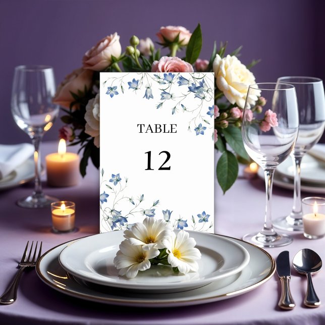 Tarjeta De Mesa Elegante Boda Azul Floral (Subido por el creador)