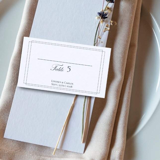 Tarjeta De Mesa Elegante Boda Azul Marino (Subido por el creador)