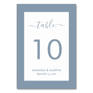 Tarjeta De Mesa Elegante Boda azul turbio