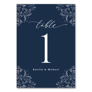 Tarjeta De Mesa Elegante Boda azul Vintage clásico pequeño Ta