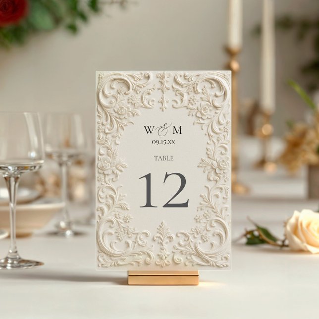 Tarjeta De Mesa Elegante Boda barroco (Elegant Baroque Wedding Table Number)