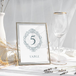 Tarjeta De Mesa Elegante Boda barroco azul turbio