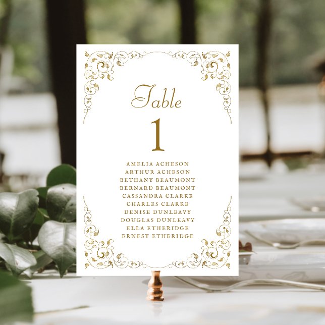 Tarjeta De Mesa Elegante Boda blanco de estilo follaje de época do (Subido por el creador)