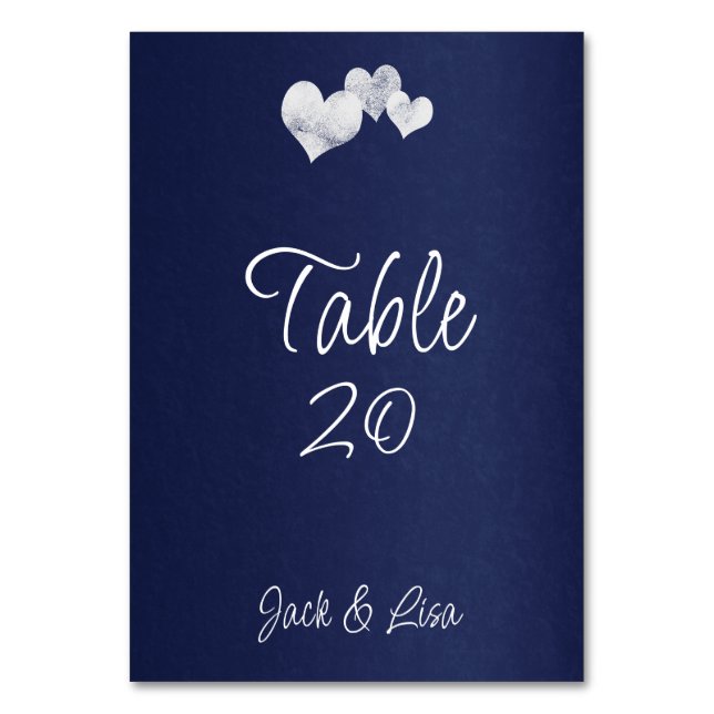Tarjeta De Mesa Elegante Boda blanco de la Marina (Anverso)