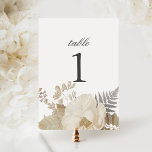 Tarjeta De Mesa Elegante Boda blanco de Moda floral de tierra<br><div class="desc">Este bonito signo de número de mesa boda muestra un borde de flores de bonito en sutiles tonos neutros con tipografía clásica. La tarjeta es la misma en ambos lados. Utilizar los titulares de tarjetas de los comercios de comedores o fiestas... O puedes comprar marcos de fotos elegantes para ponerlos...</div>