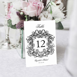 Tarjeta De Mesa Elegante Boda blanco negro vintage