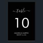 Tarjeta De Mesa Elegante Boda blanco y negro<br><div class="desc">Tarjeta de número de tabla boda en blanco y negro personalizado con un tipo de letra de guión moderno. Elementos coincidentes disponibles.</div>