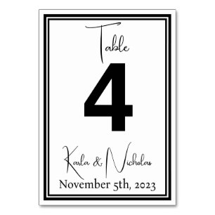 Tarjeta De Mesa Elegante Boda blanco y negro