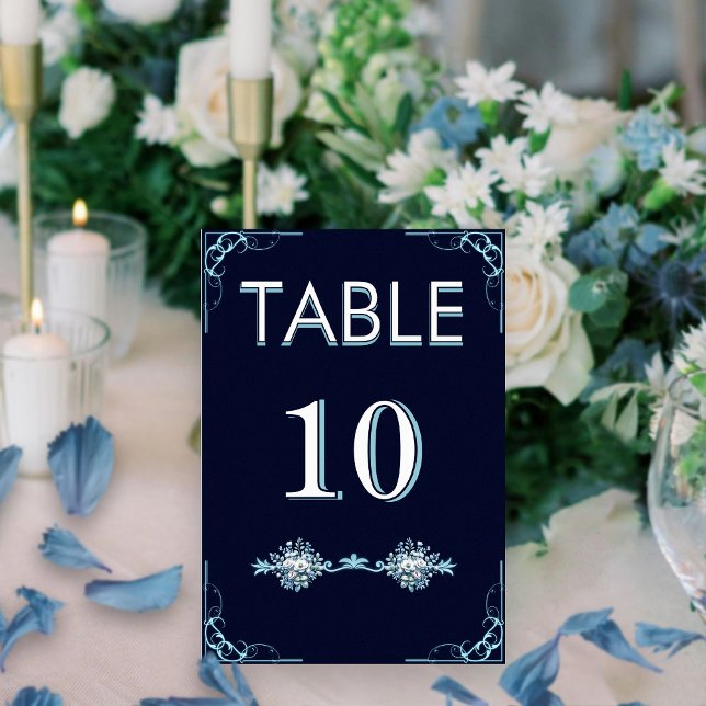 Tarjeta De Mesa Elegante Boda bohemio de la Marina y florido azul  (Subido por el creador)