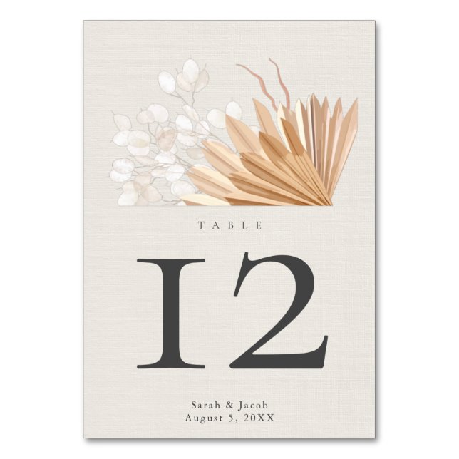 Tarjeta De Mesa Elegante Boda Boho (Anverso)