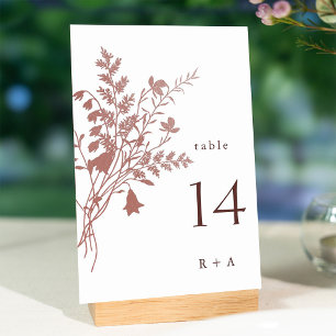 Tarjeta De Mesa Elegante Boda Botánica Rosa Polvorienta