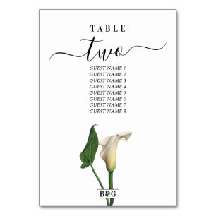 Tarjeta De Mesa Elegante Boda botánico de Calla Blanca Lily Green