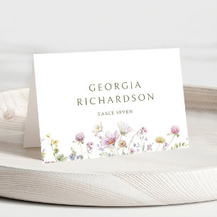 Tarjeta De Mesa Elegante Boda Botánico de Flor Silvestre Soft Past