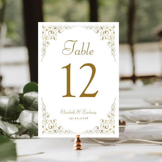 Tarjeta De Mesa Elegante Boda botánico de la época dorada (Subido por el creador)