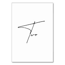 Tarjeta De Mesa Elegante Boda caligráfico Cuadro 2 Número de tabla