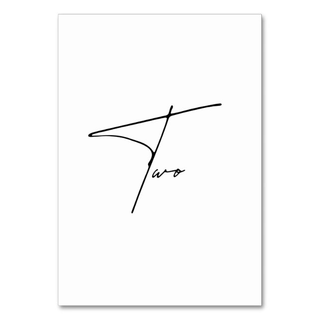 Tarjeta De Mesa Elegante Boda caligráfico Cuadro 2 Número de tabla (Anverso)