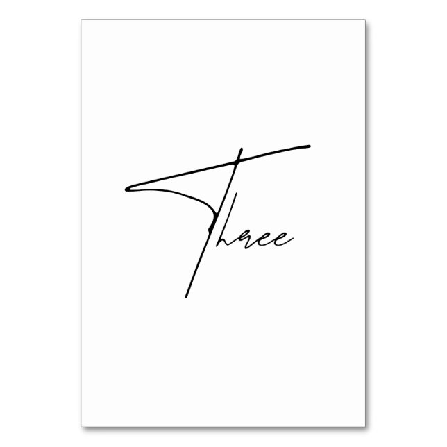 Tarjeta De Mesa Elegante Boda caligráfico Cuadro 3 Número de tabla (Anverso)