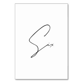 Tarjeta De Mesa Elegante Boda caligráfico Cuadro 6 Número de tabla