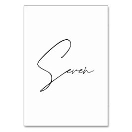 Tarjeta De Mesa Elegante Boda caligráfico Cuadro 7 Número de tabla