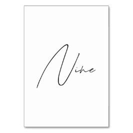 Tarjeta De Mesa Elegante Boda caligráfico Cuadro 9 Número de tabla