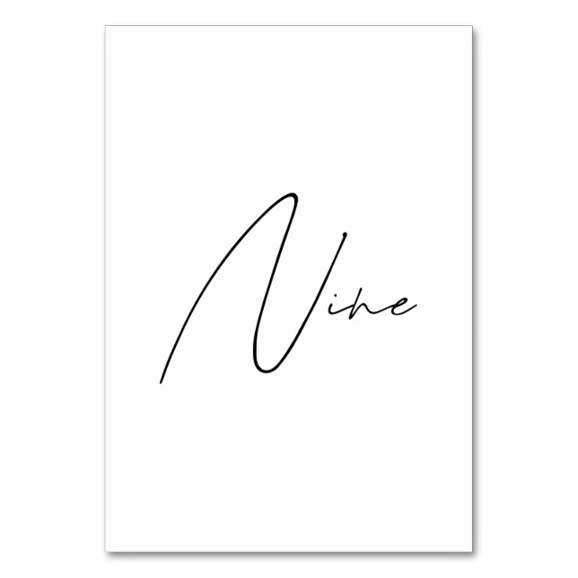 Tarjeta De Mesa Elegante Boda caligráfico Cuadro 9 Número de tabla (Anverso)