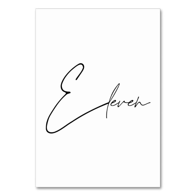 Tarjeta De Mesa Elegante Boda caligráfico Tabla 11 número de tabla (Anverso)