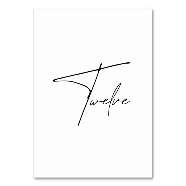 Tarjeta De Mesa Elegante Boda caligráfico Tabla 12 número de tabla (Anverso)
