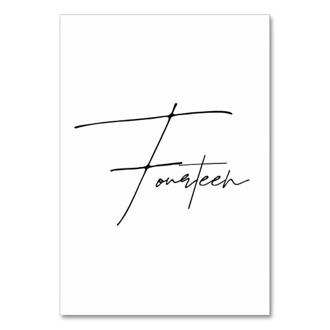 Tarjeta De Mesa Elegante Boda caligráfico Tabla 14 número de tabla (Anverso)