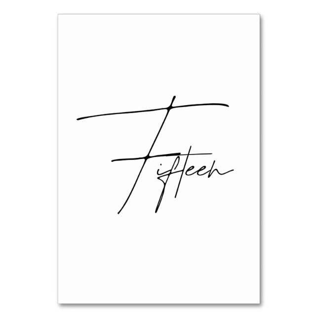 Tarjeta De Mesa Elegante Boda caligráfico Tabla 15 número de tabla (Anverso)