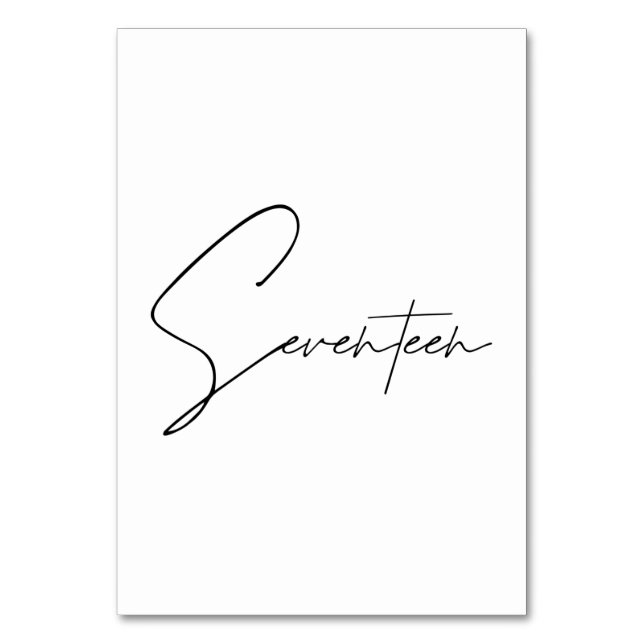 Tarjeta De Mesa Elegante Boda caligráfico Tabla 17 número de tabla (Anverso)