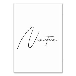 Tarjeta De Mesa Elegante Boda caligráfico Tabla 19 número de tabla