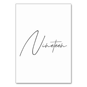 Tarjeta De Mesa Elegante Boda caligráfico Tabla 19 número de tabla