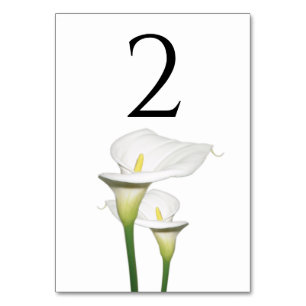 Tarjeta De Mesa Elegante Boda Calla Lilies Blanco