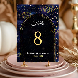 Tarjeta De Mesa Elegante boda celeste místico