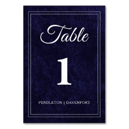 Tarjeta De Mesa Elegante Boda Clásica de Azul Marino