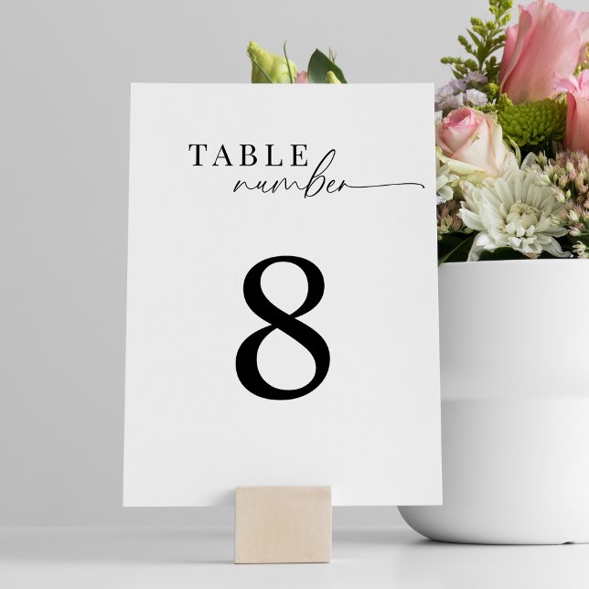 Tarjeta De Mesa Elegante Boda clásico de escritura blanca y negra (Subido por el creador)