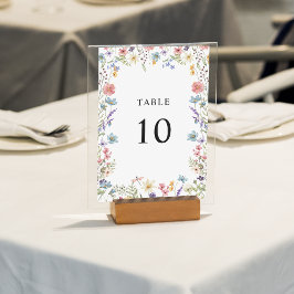Tarjeta De Mesa Elegante Boda Clásico de Flor Silvestre