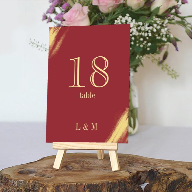 Tarjeta De Mesa Elegante Boda clásico de oro rojo antiguo (Subido por el creador)