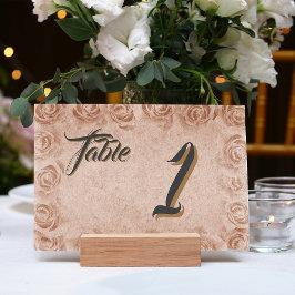 Tarjeta De Mesa Elegante Boda Clásico Floral Rústico Tabla Nº 3