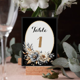 Tarjeta De Mesa Elegante Boda Clásico Floral Rústico Tabla Nº 5