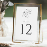 Tarjeta De Mesa Elegante Boda clásico monograma de guión inicial<br><div class="desc">Elegante número de tabla de Boda clásico de monograma inicial presenta una tipografía muy clásica,  acompañada de un elegante guión ampersand.</div>