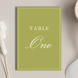 Tarjeta De Mesa Elegante Boda con Letra Script Verde Oliva