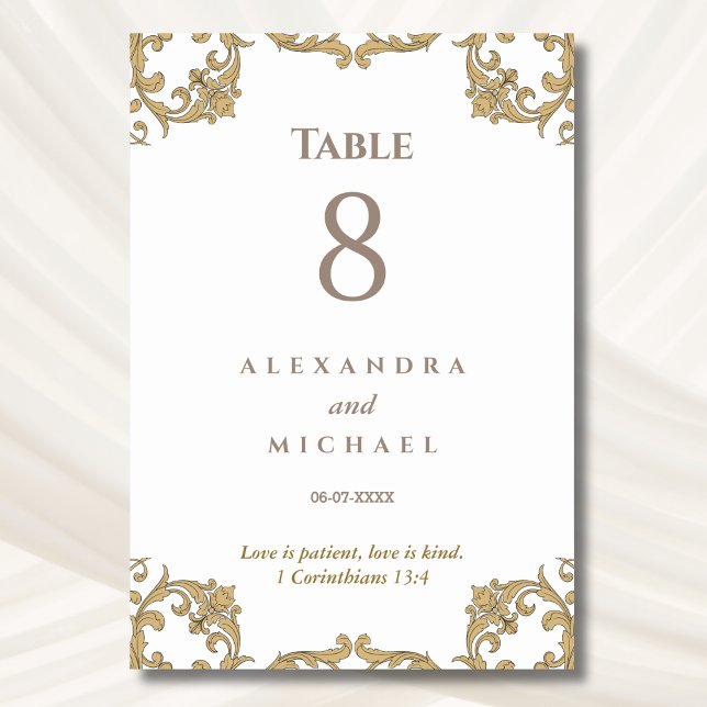Tarjeta De Mesa Elegante Boda cristiano barroco ornado (Subido por el creador)