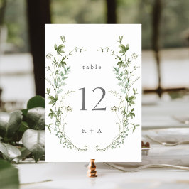 Tarjeta De Mesa Elegante Boda de acuarela de flores silvestres