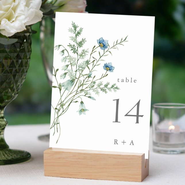 Tarjeta De Mesa Elegante Boda de acuarela de flores silvestres (Subido por el creador)
